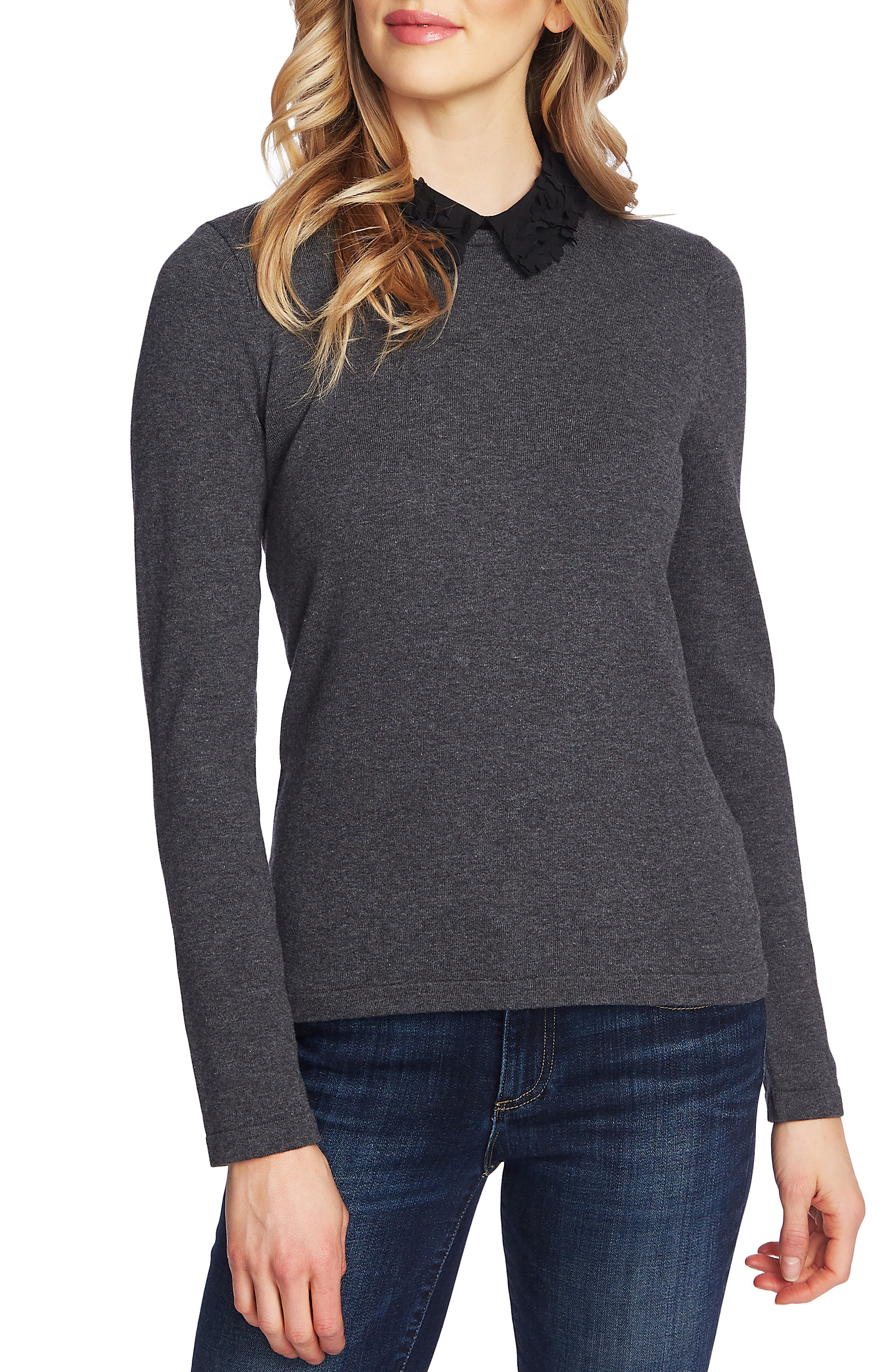 CeCe Embellished Collar Sweater (Women) | Nordstromrack