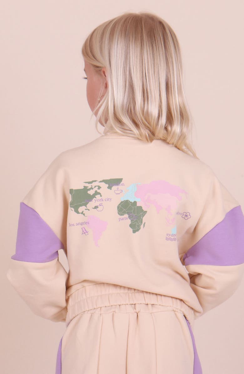 TINY TRIBE Kids' Half Zip Stretch Cotton Fleece Sweatshirt, Alternate, color, Cream