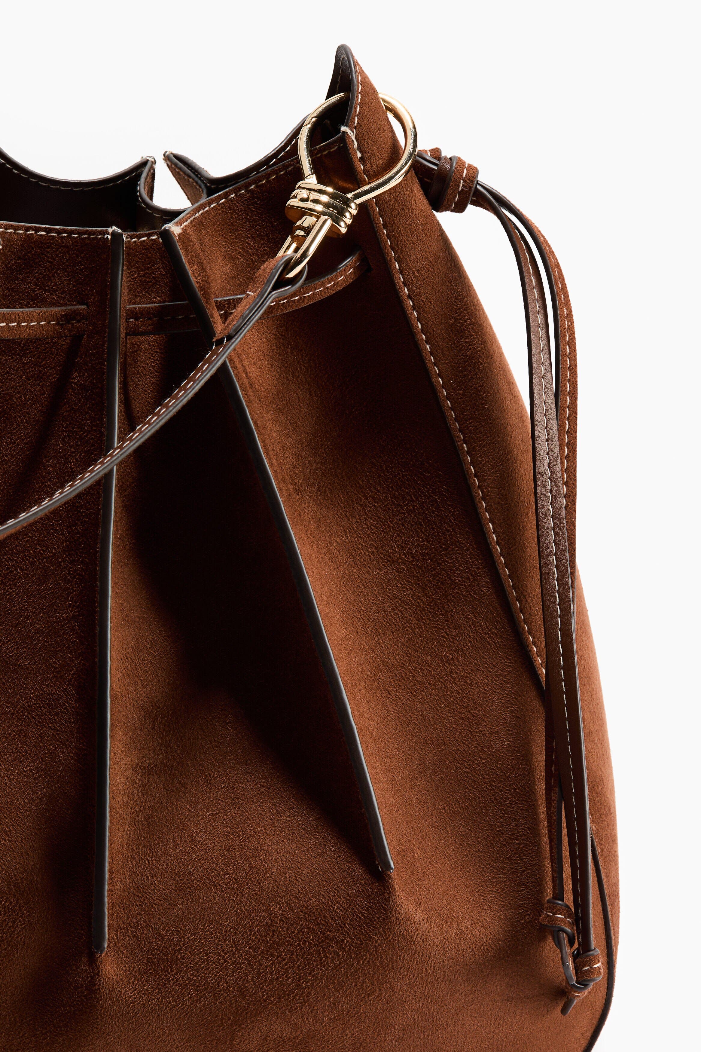 H&M Pleated Shoulder Bag, Alternate, color, Brown