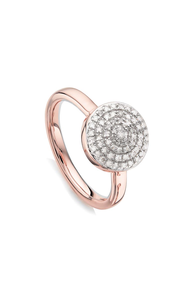 Monica Vinader Fiji Large Diamond Button Stack Ring, Main, color, Rose Gold