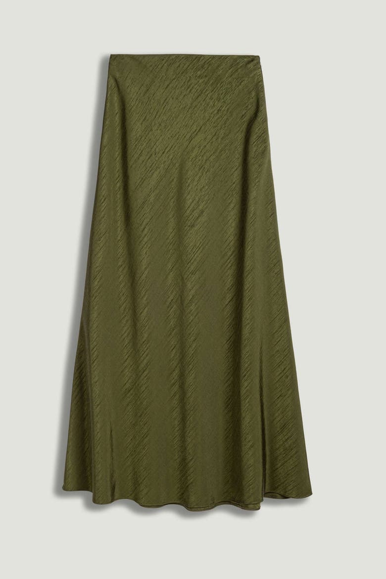 Flared Midi Skirt, Alternate, color, Khaki