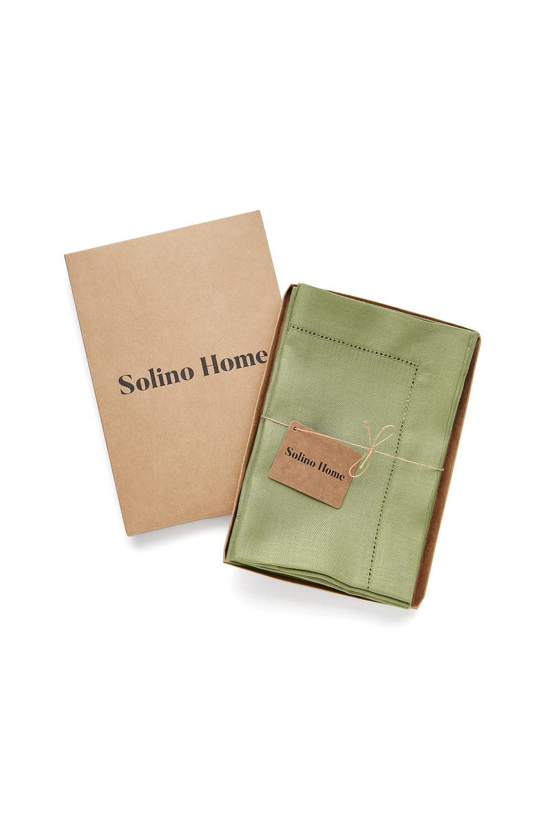 Solino Home Linen Dinner Napkins - Classic Hemstitch, 20" x 20" Inch, Alternate, color, Moss Green