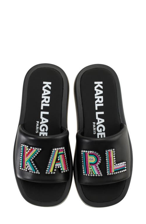 Karl Lagerfeld Opal Womens Leather Slip On Slide Sandals In Black/white