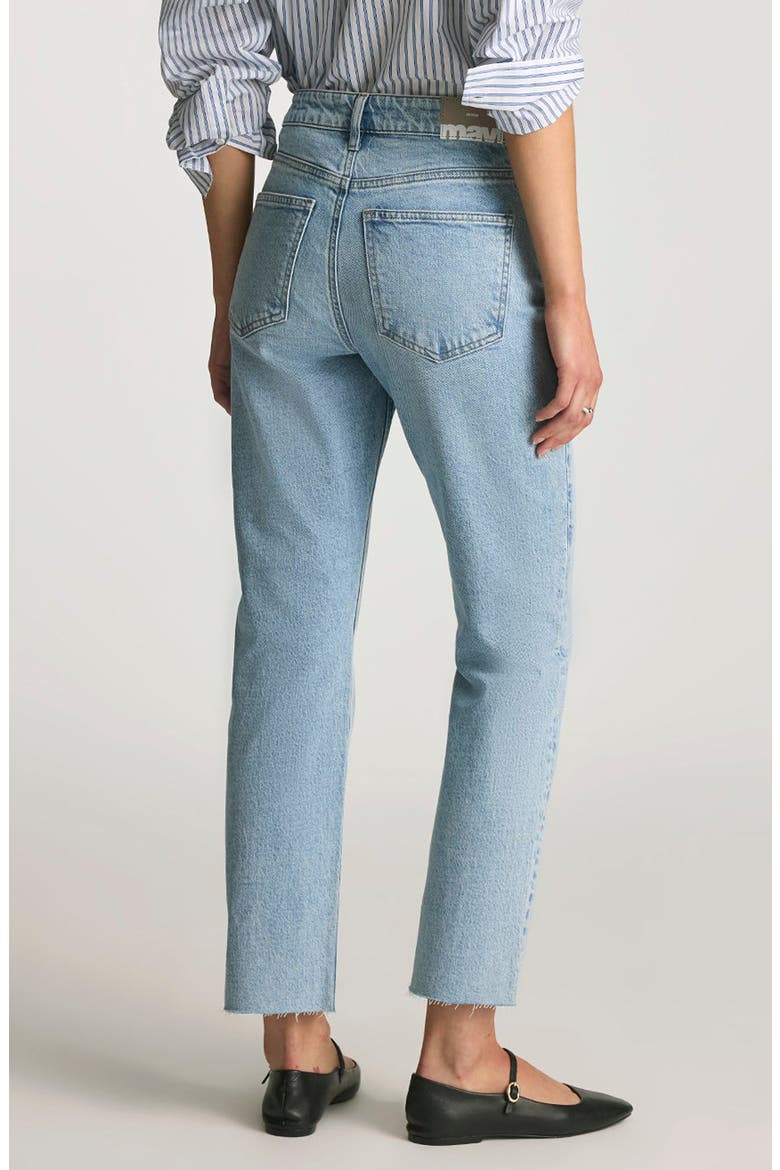 New York Raw Hem High Waist Ankle Straight Leg Jeans, Alternate, color, LIGHT BRUSHED CLASSIC BLUE