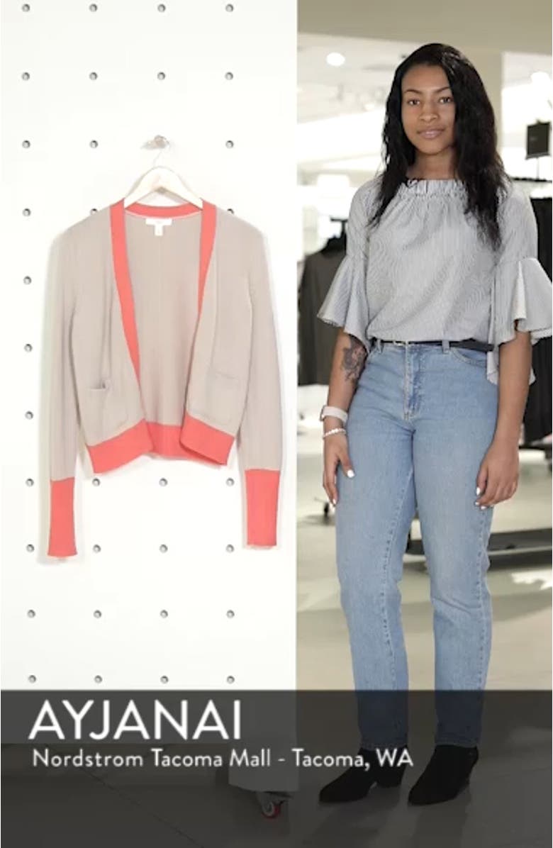Cotton Cashmere Colorblock Cardigan, sales video thumbnail