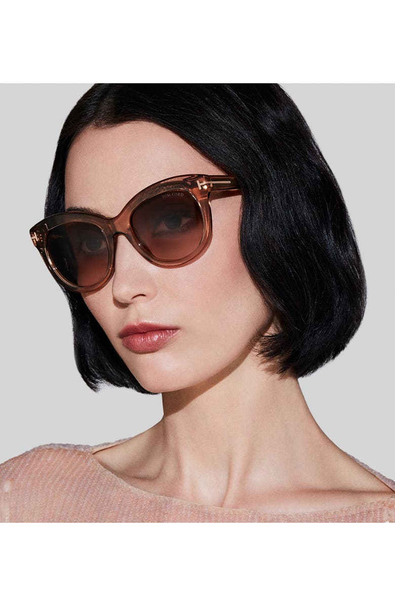 TOM FORD Odette 53mm Butterfly Sunglasses, Alternate, color, Rose Champagne / T Logo