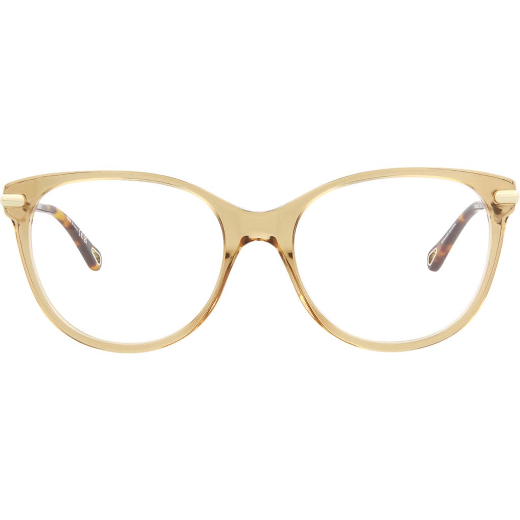 Chloé Core 53mm Cat Eye Optical Glasses In Brown Gold Transparent