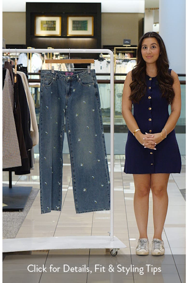 Edna Floral Embroidered Low Rise Wide Leg Jeans video