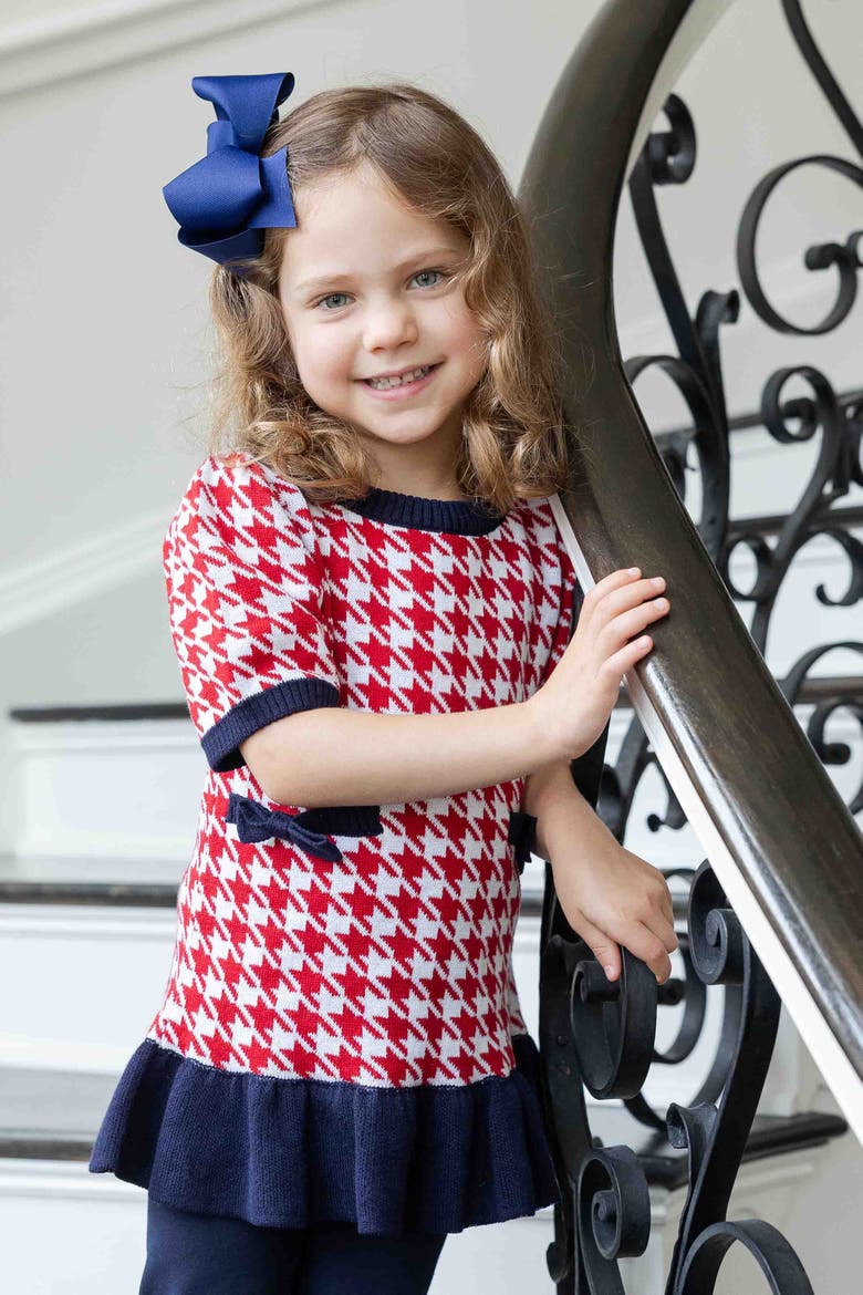 Sweater Tunic Set With Bows, Alternate, color, Red, White, Navy