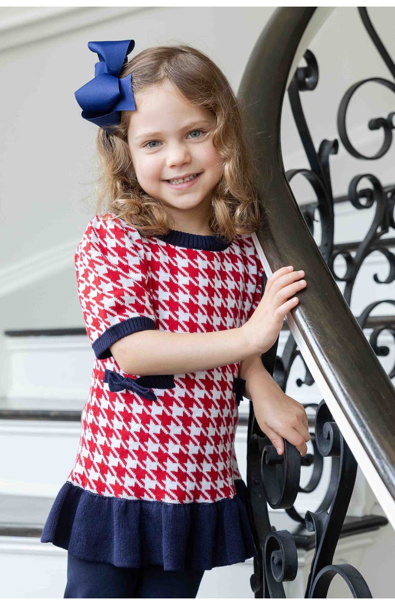 Florence Eiseman Sweater Tunic Set With Bows, Alternate, color, Red, White, Navy