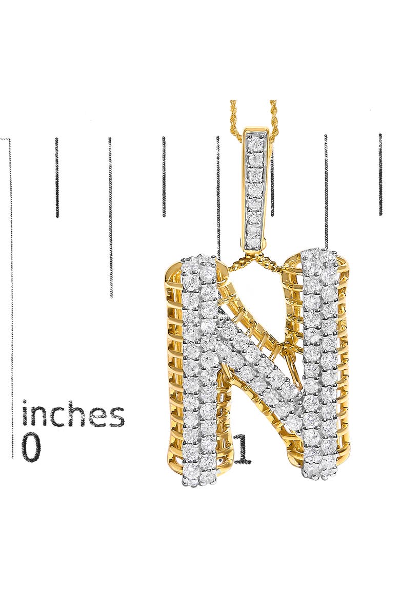 Men's 10K Yellow Gold 1 1/2 Cttw Diamond Letter N Initial Pendant Necklace, Alternate, color, Yellow Gold