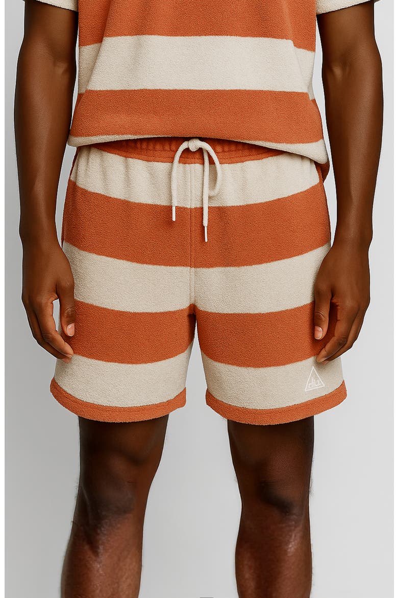 Stripe Cotton Terry Shorts, Main, color, WHITE / PINK