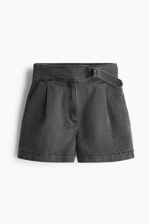 Belted Denim Shorts