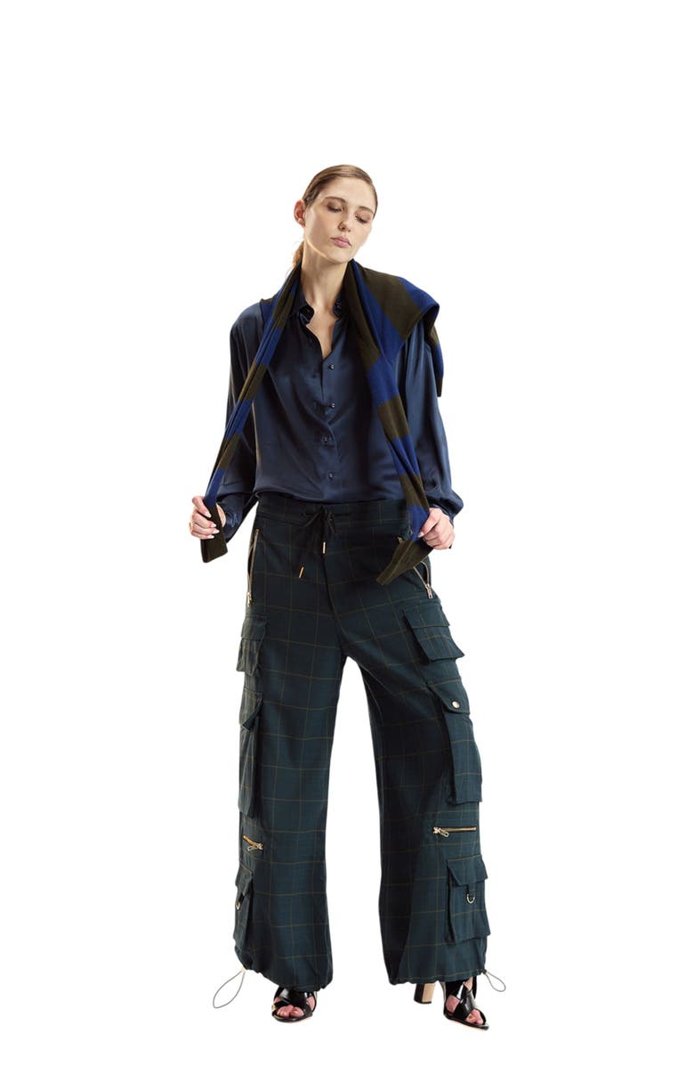 Cynthia Rowley Plaid Cargo Pants, Alternate, color, Green Plaid