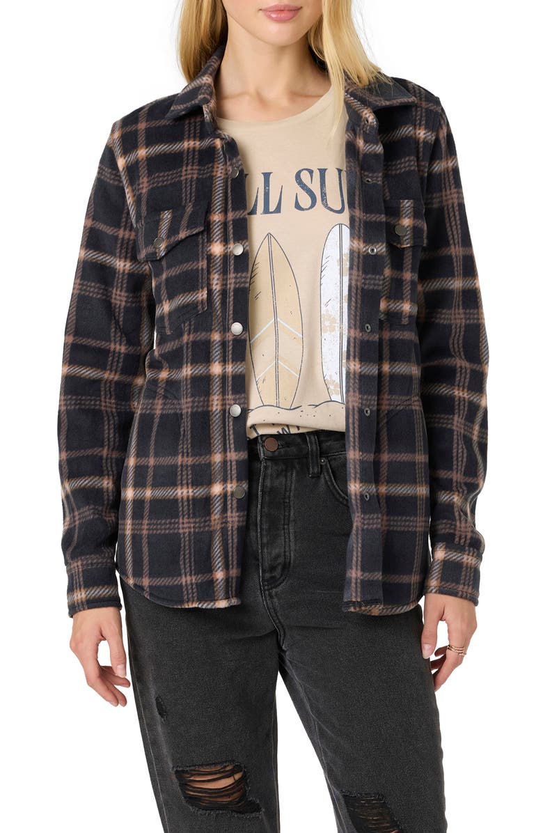 O'Neill Zuma Plaid Fleece Button-Up Shirt, Main, color, 