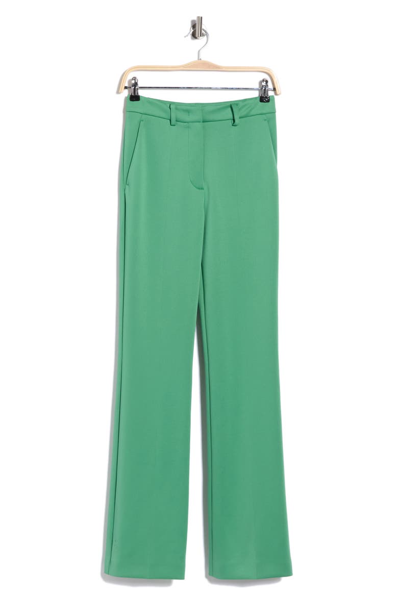 Flat Front Straight Leg Trousers, Main, color, GREEN