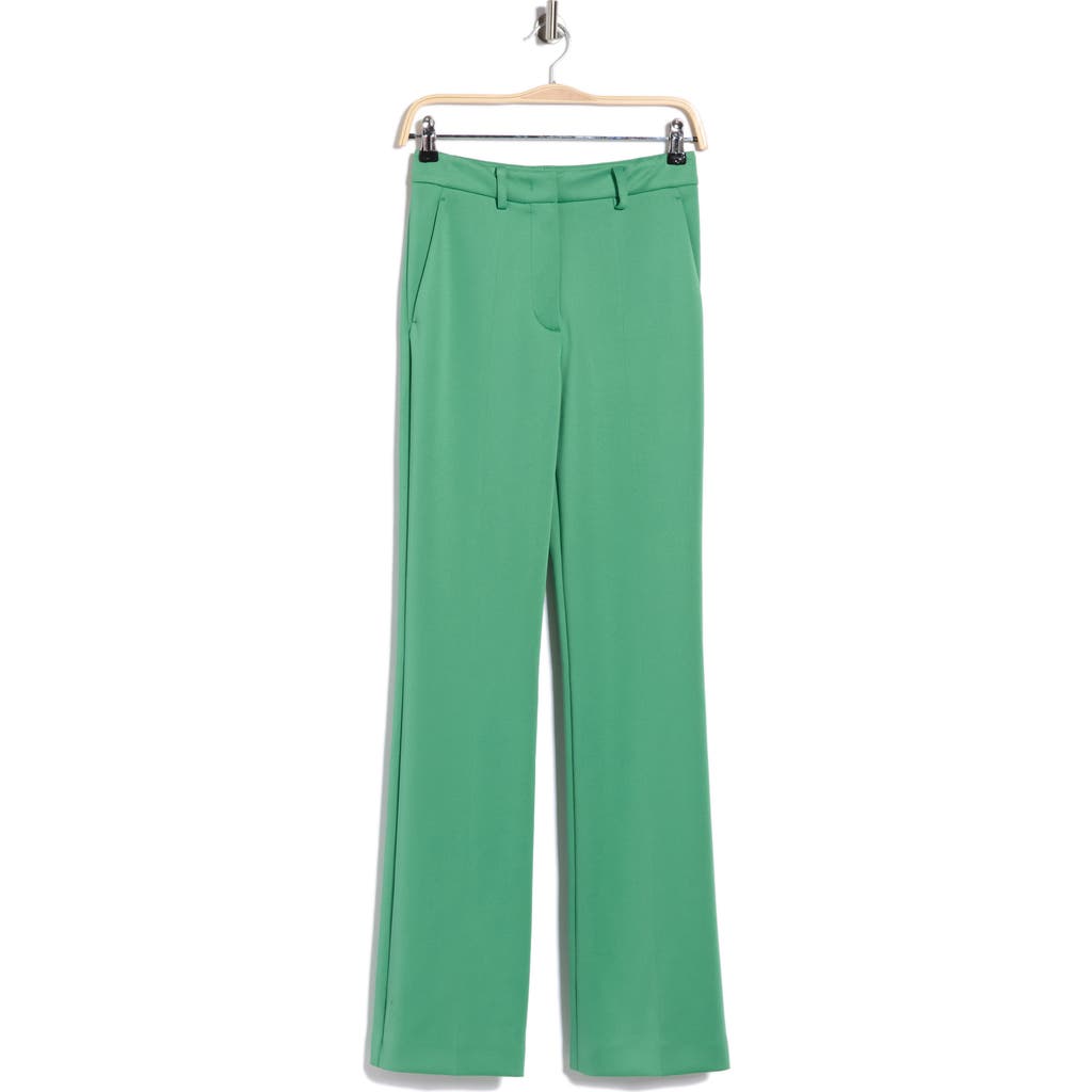 Longchamp Flat Front Straight Leg Trousers In Green
