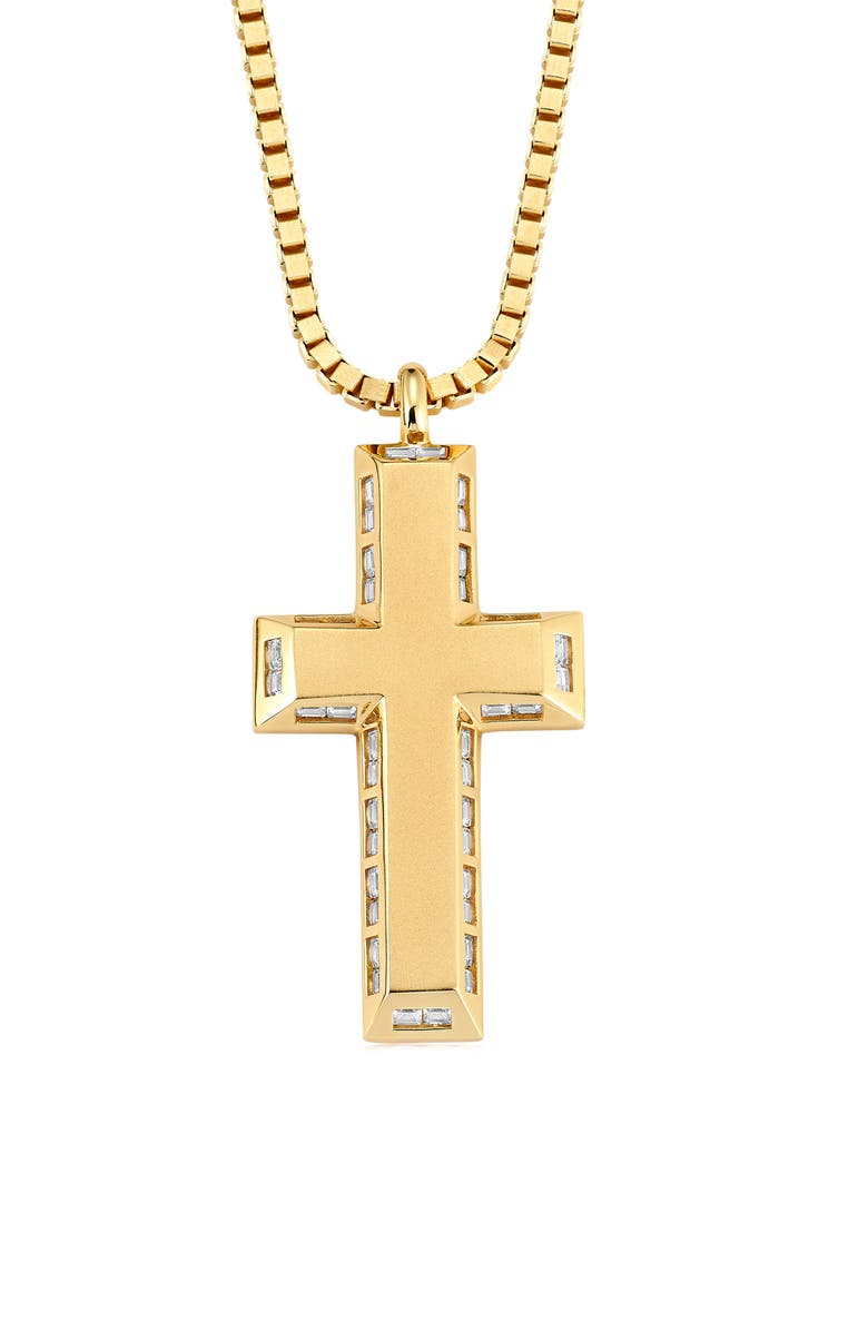 Crislu Men's Cross Pendant Necklace, Main, color, 18Kt Yellow Gold