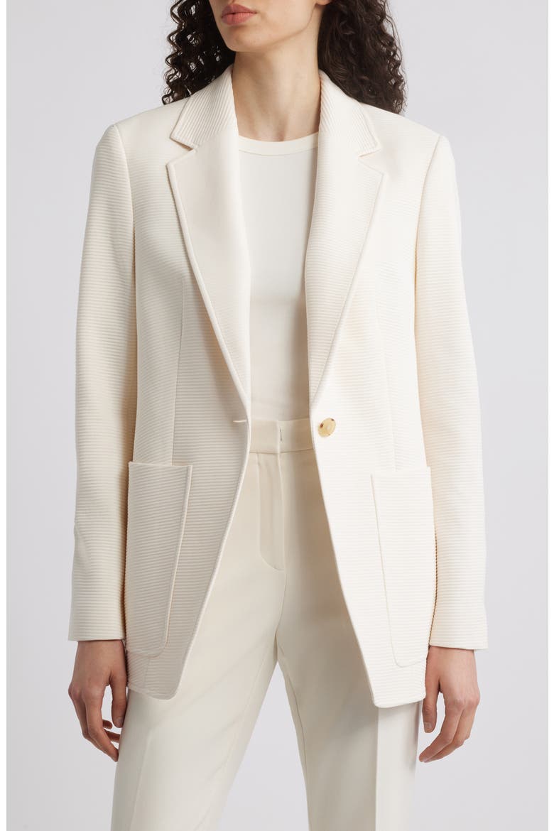 Jasena Textured One-Button Blazer, Main, color, SOFT CREAM OTTOMAN