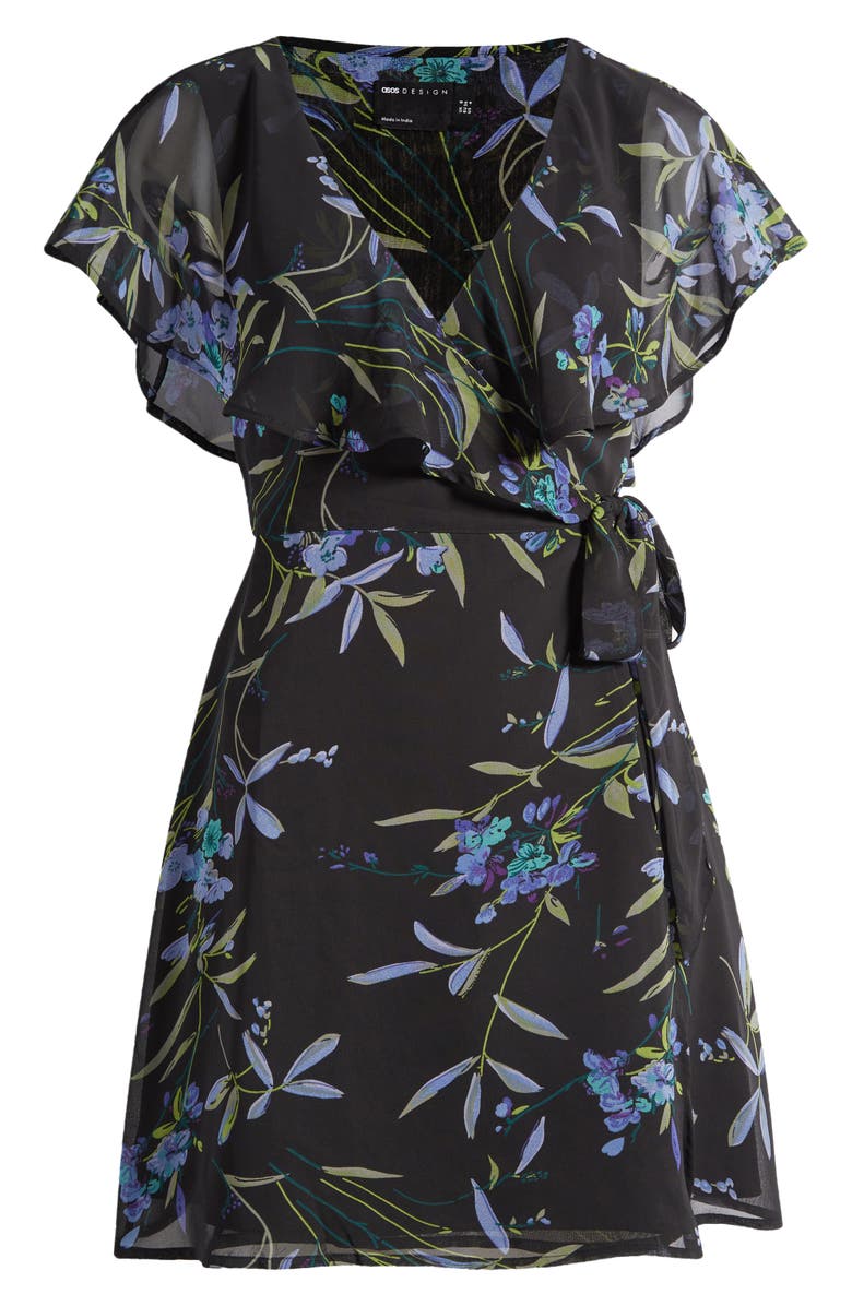 ASOS DESIGN Floral Chiffon Wrap Dress, Alternate, color, 