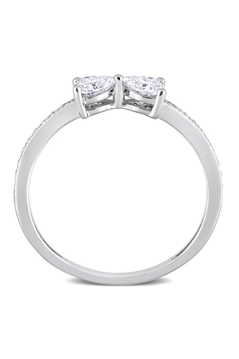 Moissanite Duo Heart Ring, Alternate, color, Sterling Silver