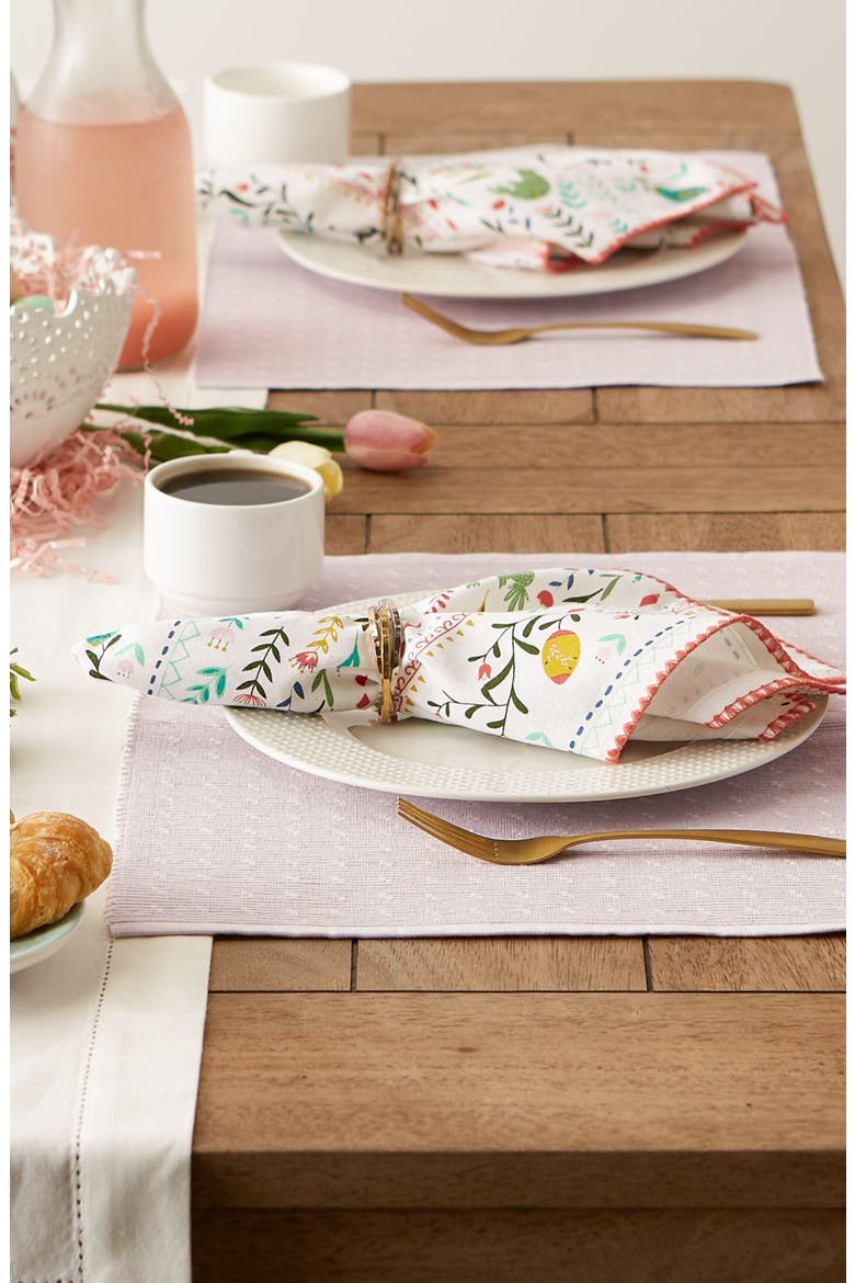 Lavender Fog Dobby Dot Rib Set of 4 Placemats, Alternate, color, PURPLE