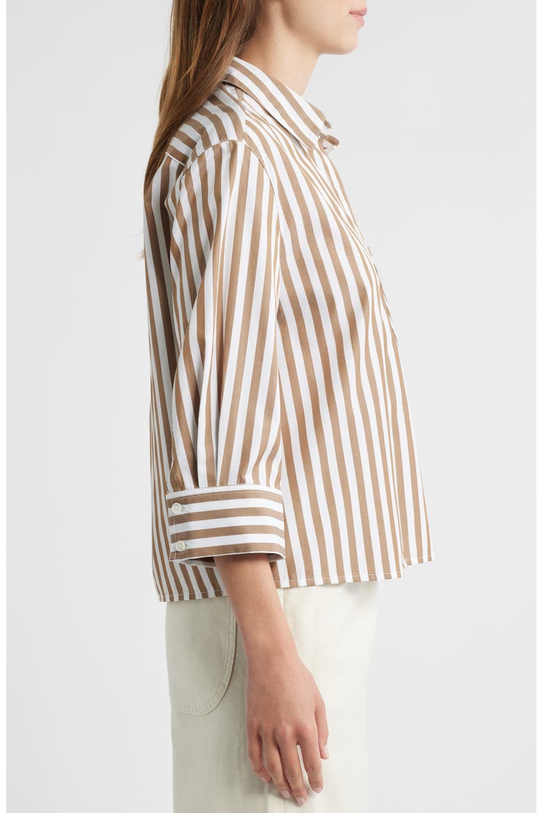 Lucia Stripe Poplin Button-Up Shirt, Alternate, color, BROWN STRIPE