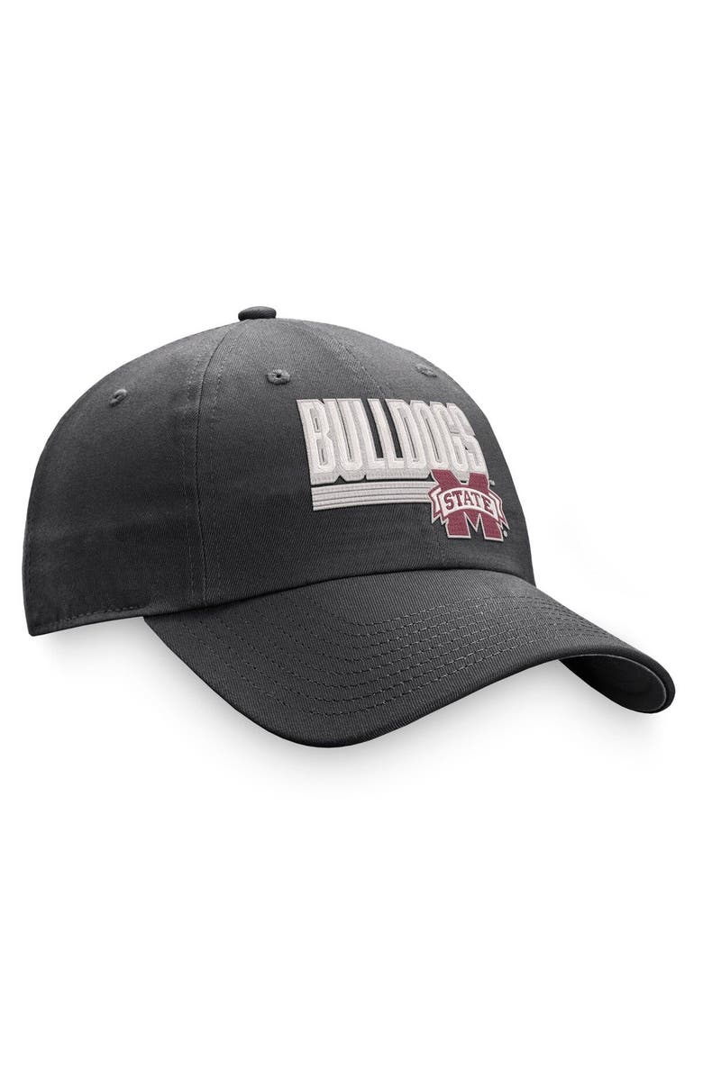TOP OF THE WORLD Men's Top of the World Charcoal Mississippi State Bulldogs Slice Adjustable Hat, Alternate, color, Charcoal