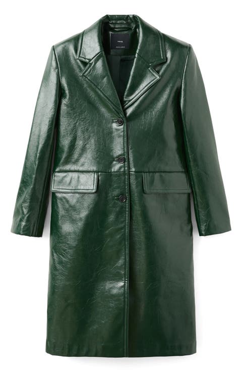 Longline Faux Leather Coat