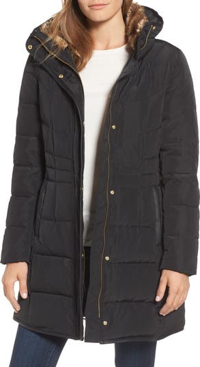 Cole haan down jacket with faux fur trim online