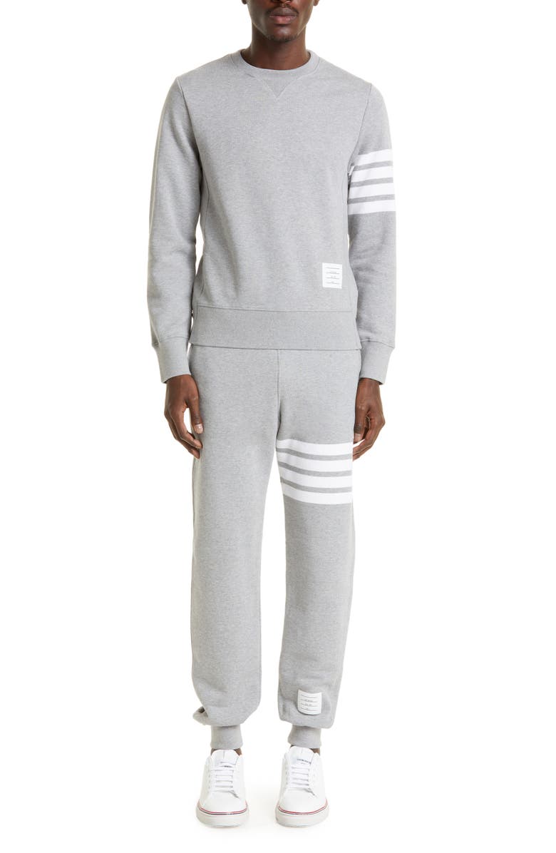 Thom Browne Stripe Sleeve Sweatshirt, Alternate, color, 068 - Light Grey