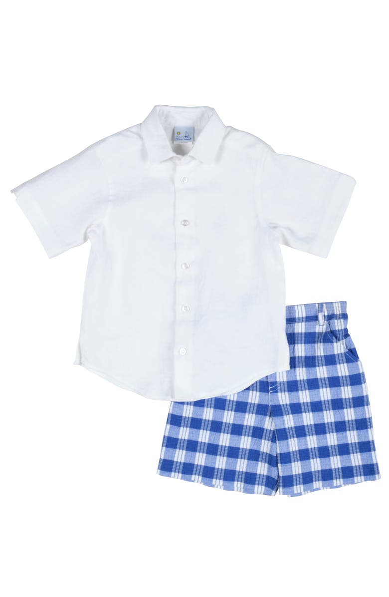 Florence Eiseman Plaid Seersucker Short, Alternate, color, Blue / White