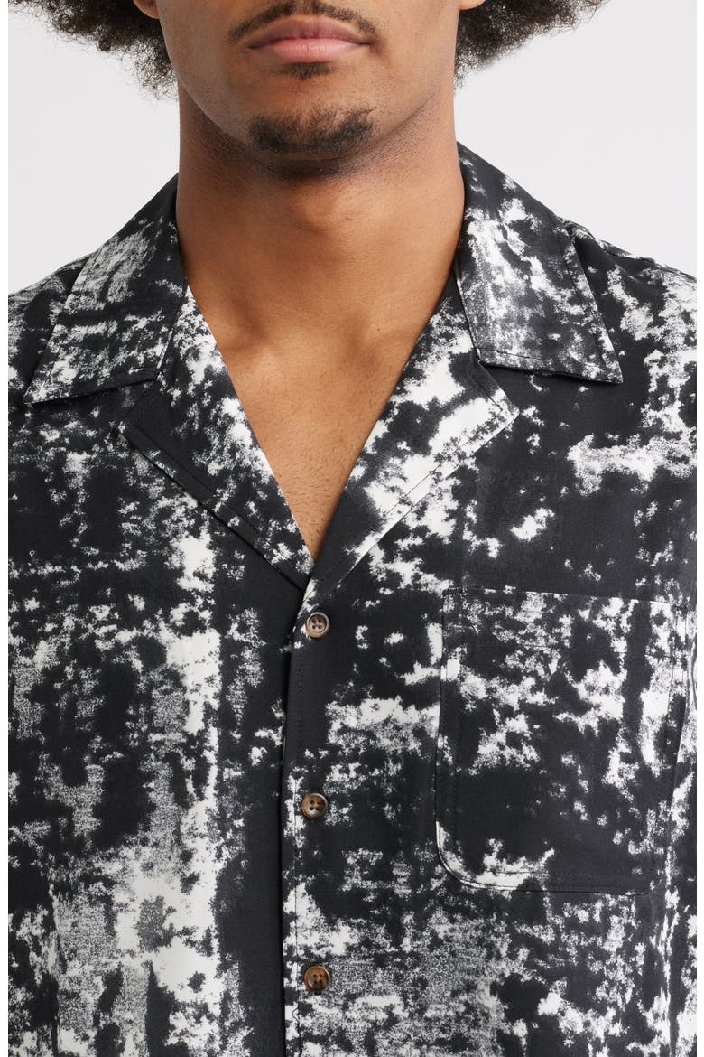 Jason Abstract Print Camp Shirt, Alternate, color, BLACK