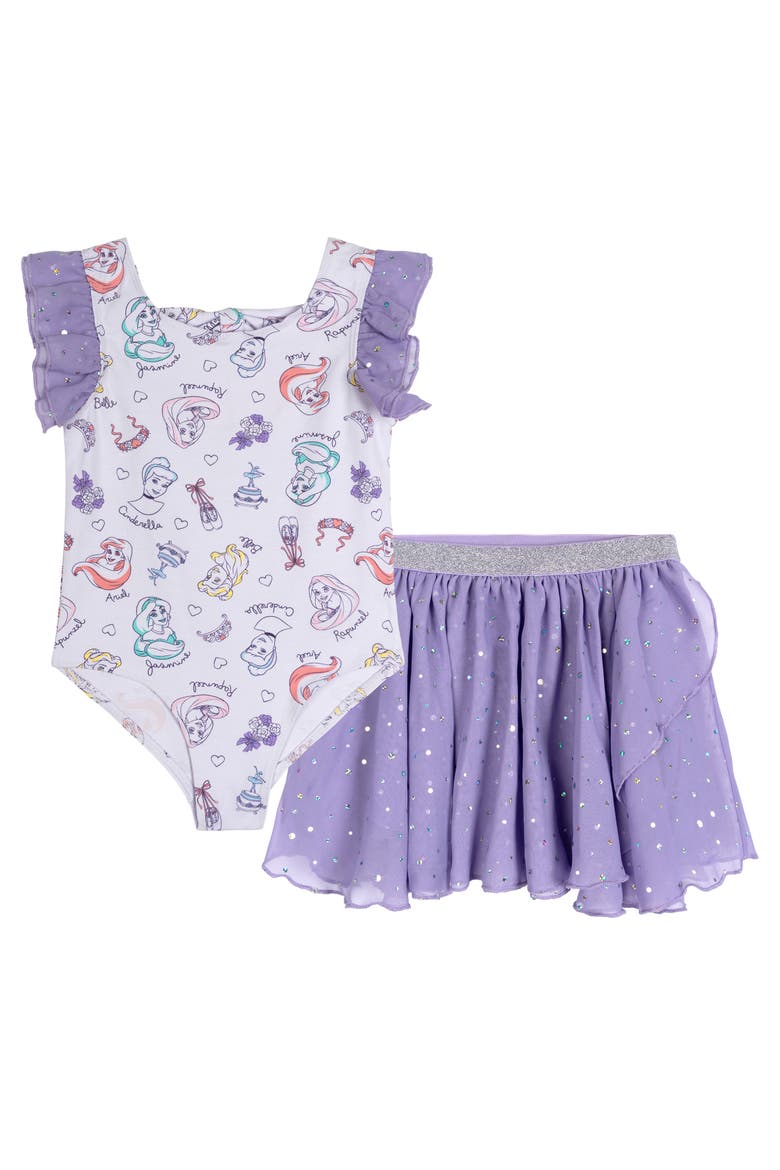 Princess Gymnastics 2-Piece Leotard and Skirt Set, Main, color, Princess Lavender
