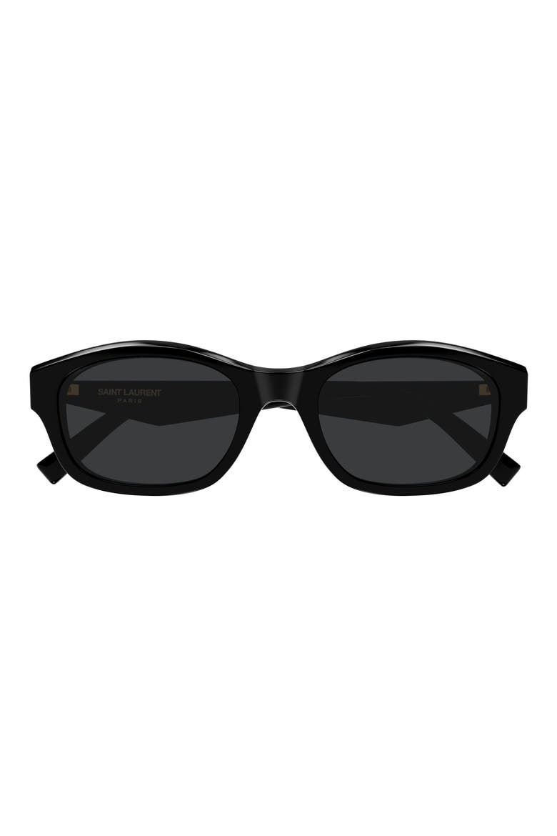 53mm Rectangular Sunglasses, Main, color, BLACK