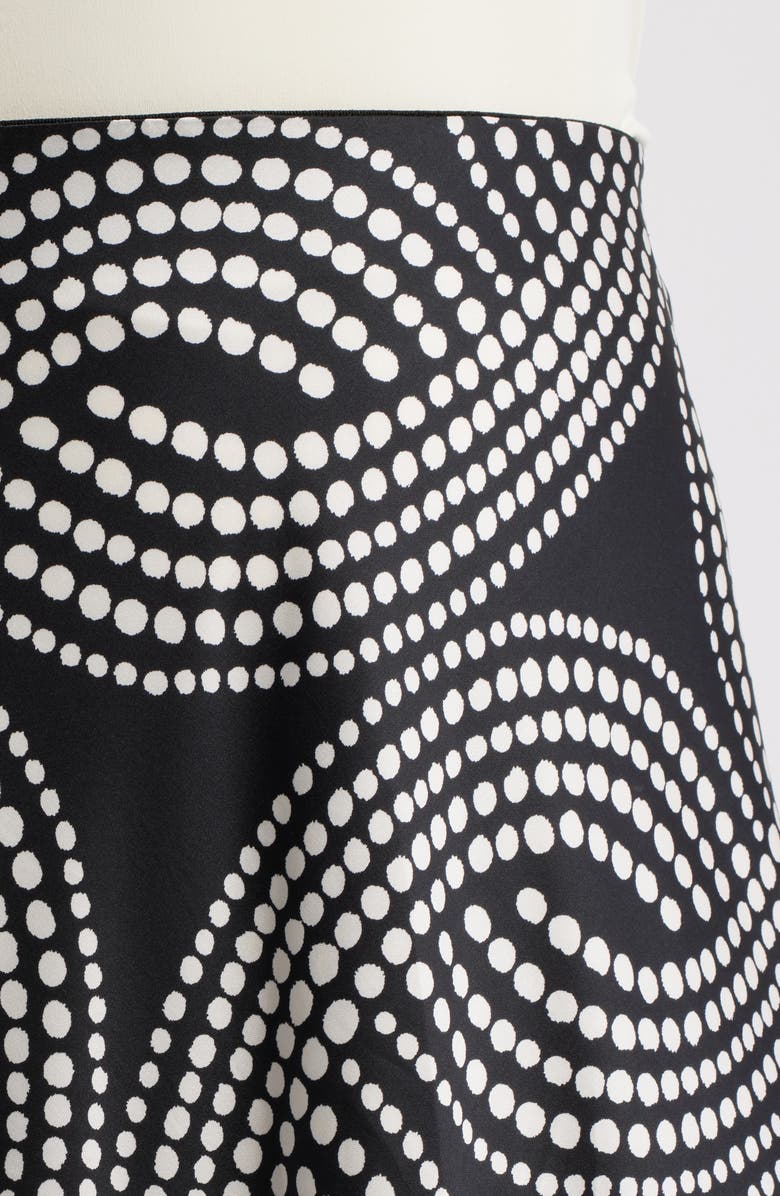 Anne Klein Bias Cut Pull-On Midi Skirt, Alternate, color, Anne Black/ White Dove