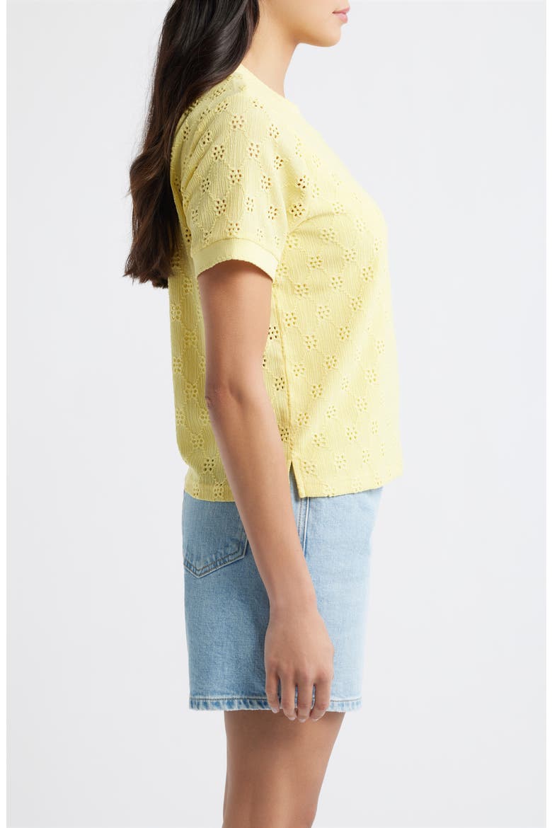 Eyelet T-Shirt, Alternate, color, SUNSHINE