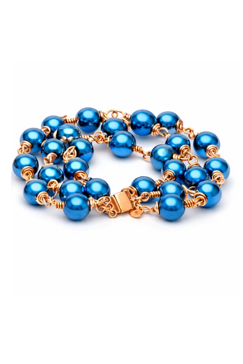 Celeste Blue Hematite 3-Layer Bracelet, Main, color, Blue