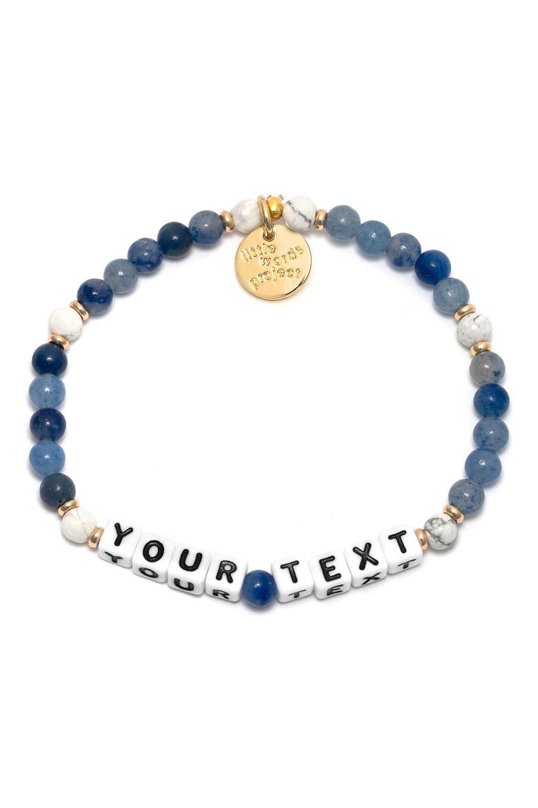 Bluestone Custom Beaded Stretch Bracelet, Main, color, BLUE WHITE