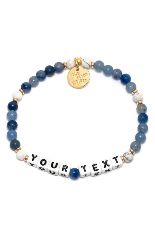 Little Words Project Bluestone Custom Beaded Stretch Bracelet in Blue White  product