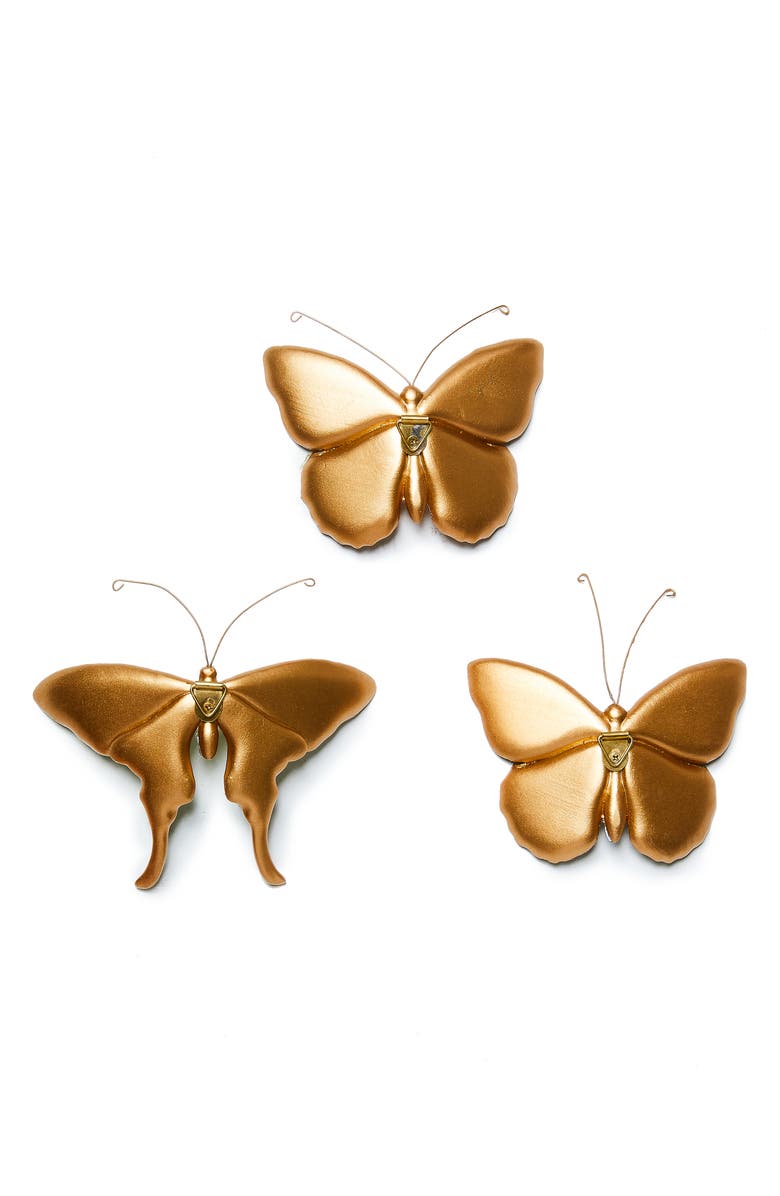 MACKENZIE CHILDS Set of 3 Assorted Field Butterfly Wall Decor, Alternate, color, Purple