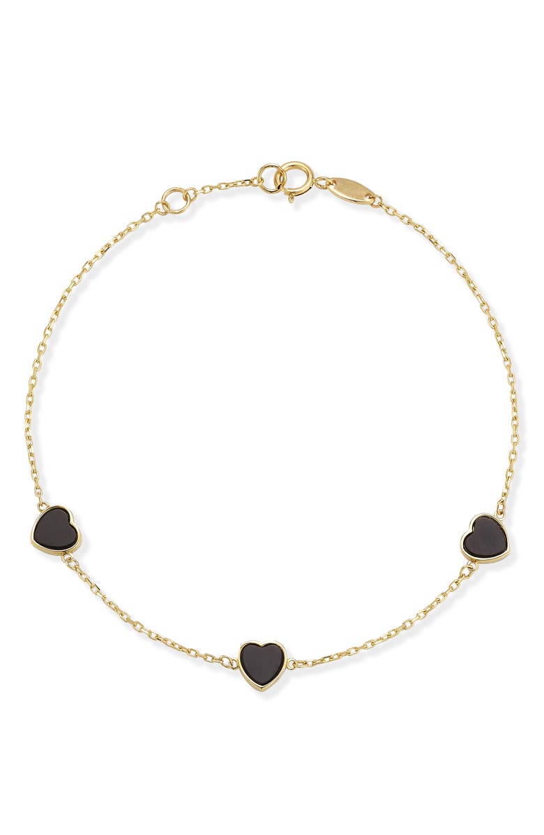 Ember Fine Jewelry Heart Station Bracelet, Main, color, Gold