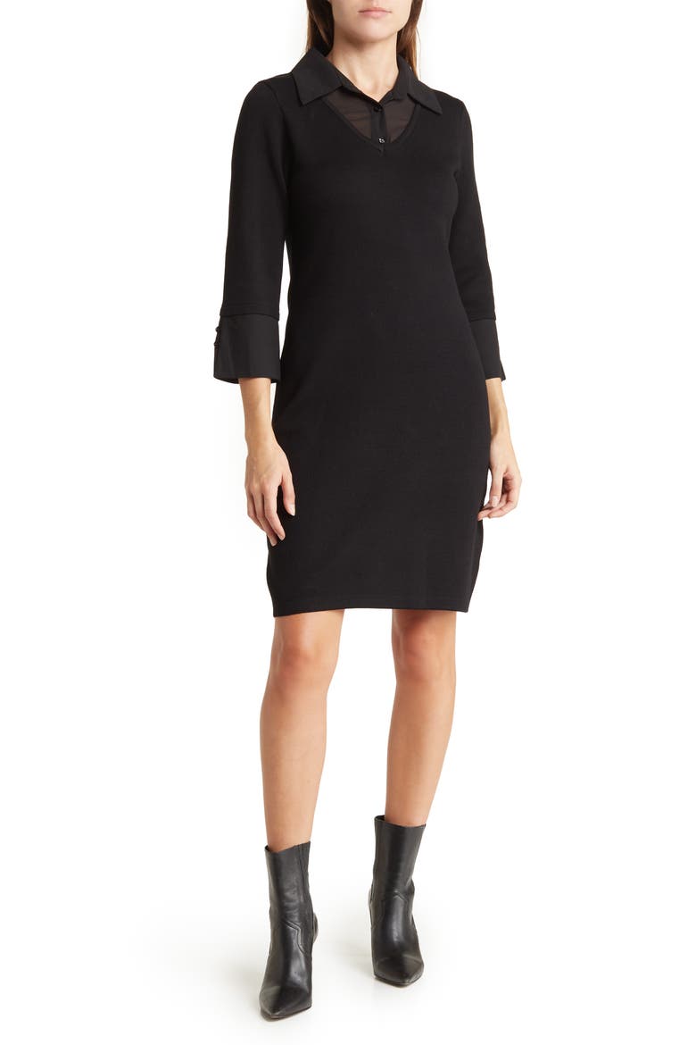 Twofer Sweater Dress, Main, color, BLACKBLACK