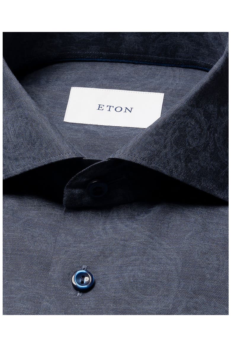 Contemporary Fit Paisley Mélange Cotton Dress Shirt, Alternate, color, DARK BLUE