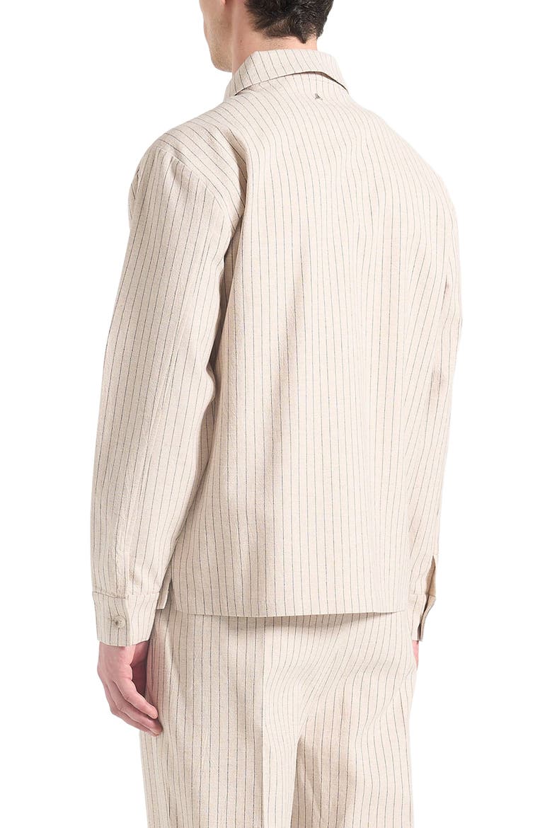 Leo Pinstripe Overshirt, Alternate, color, Beige