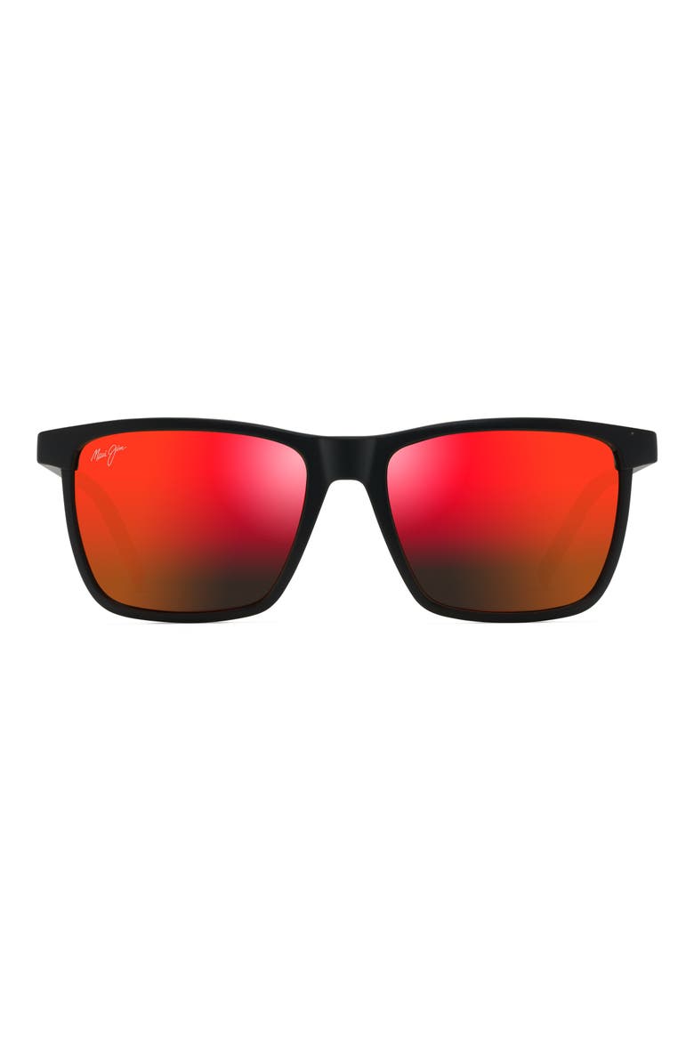 One Way 55mm PolarizedPlus2® Rectangular Sunglasses, Main, color, BLACK MATTE