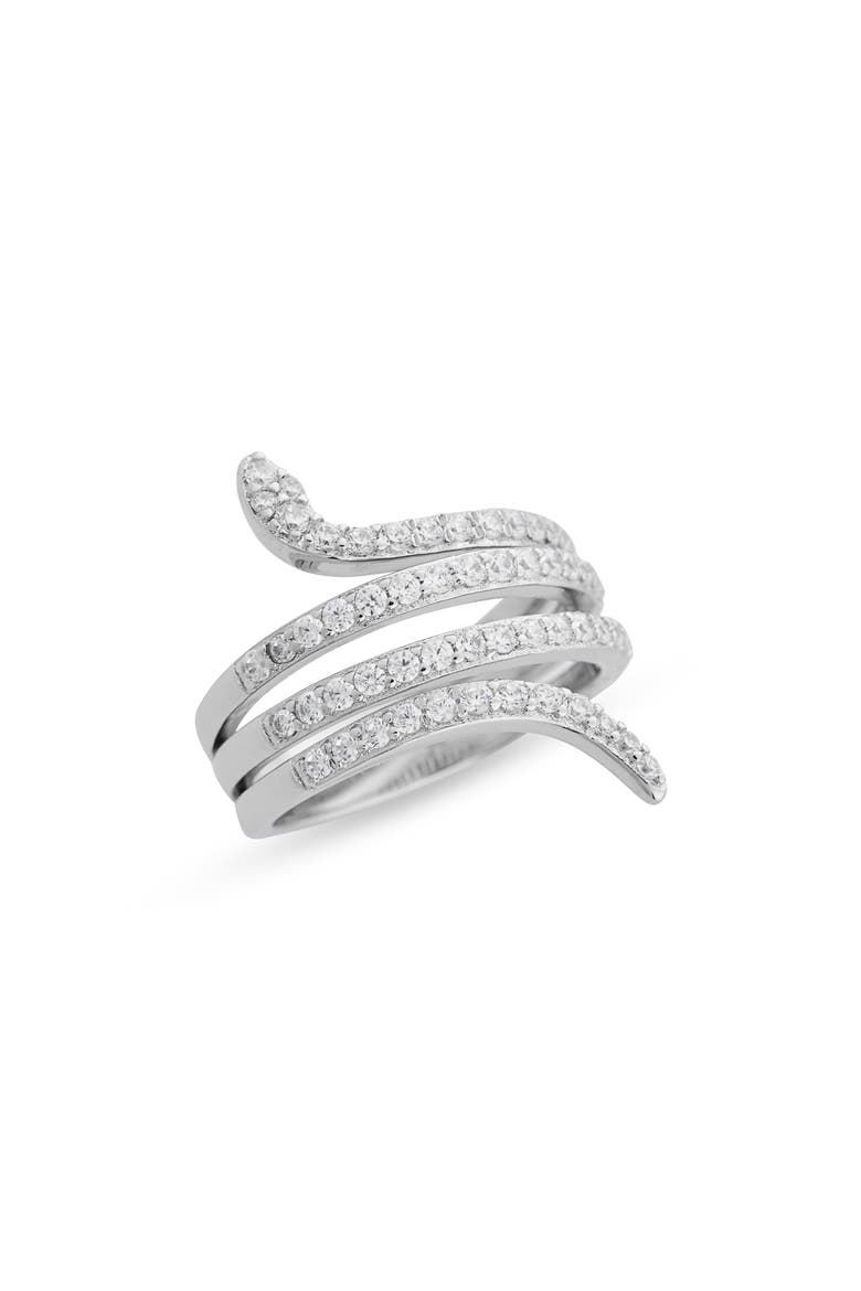 Cubic Zirconia Pavé Coil Ring, Main, color, CLEAR- SILVER