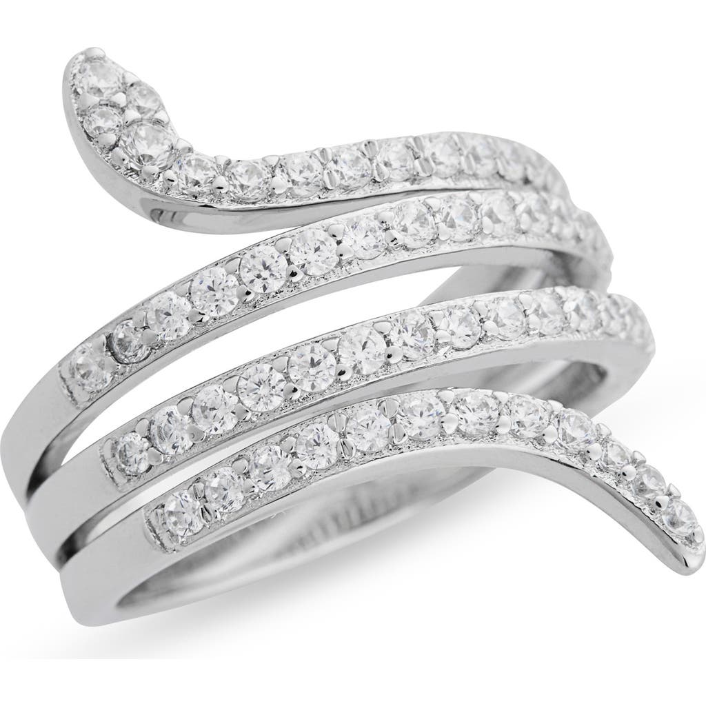 Nordstrom Rack Cubic Zirconia Pavé Coil Ring In Silver