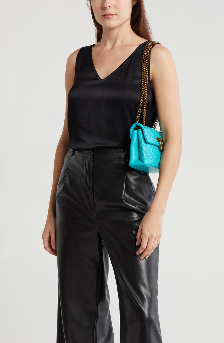Kurt Geiger London Mini Brixton Quilted Leather Convertible Crossbody Bag, Alternate, color, Turquoise/ Aqua