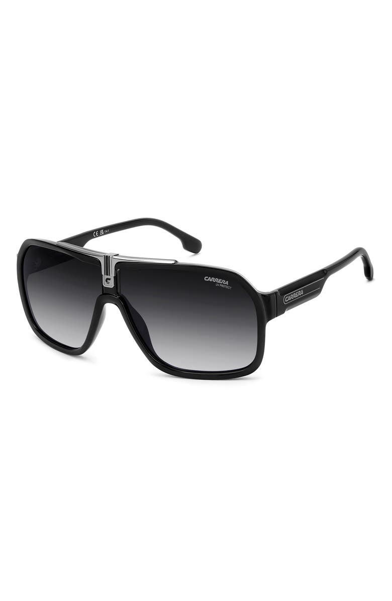 Carrera Eyewear 64mm Oversize Gradient Navigator Sunglasses, Alternate, color, Black Ruthenium/ Dark Grey